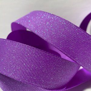 Purple Glitter Ribbed Ribbon 7/8" 1 Roll
